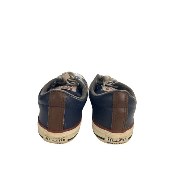 Converse All Star Junior kids Size 1 Blue Leather Rubber Sole Sneakers shoes - Picture 4 of 8